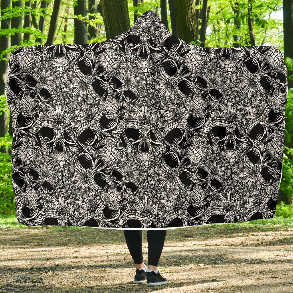 Skull Tattoo Design Print Hooded Blanket-JTAMIGO.COM