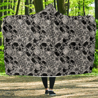 Skull Tattoo Design Print Hooded Blanket-JTAMIGO.COM