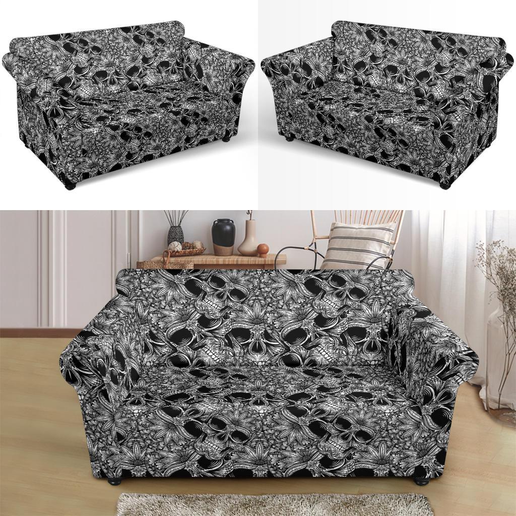 Skull Tattoo Design Print Loveseat Slipcover-JTAMIGO.COM