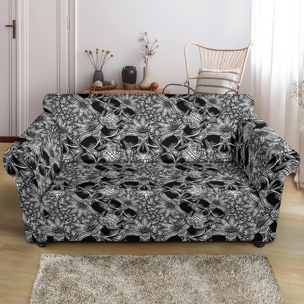 Skull Tattoo Design Print Loveseat Slipcover-JTAMIGO.COM