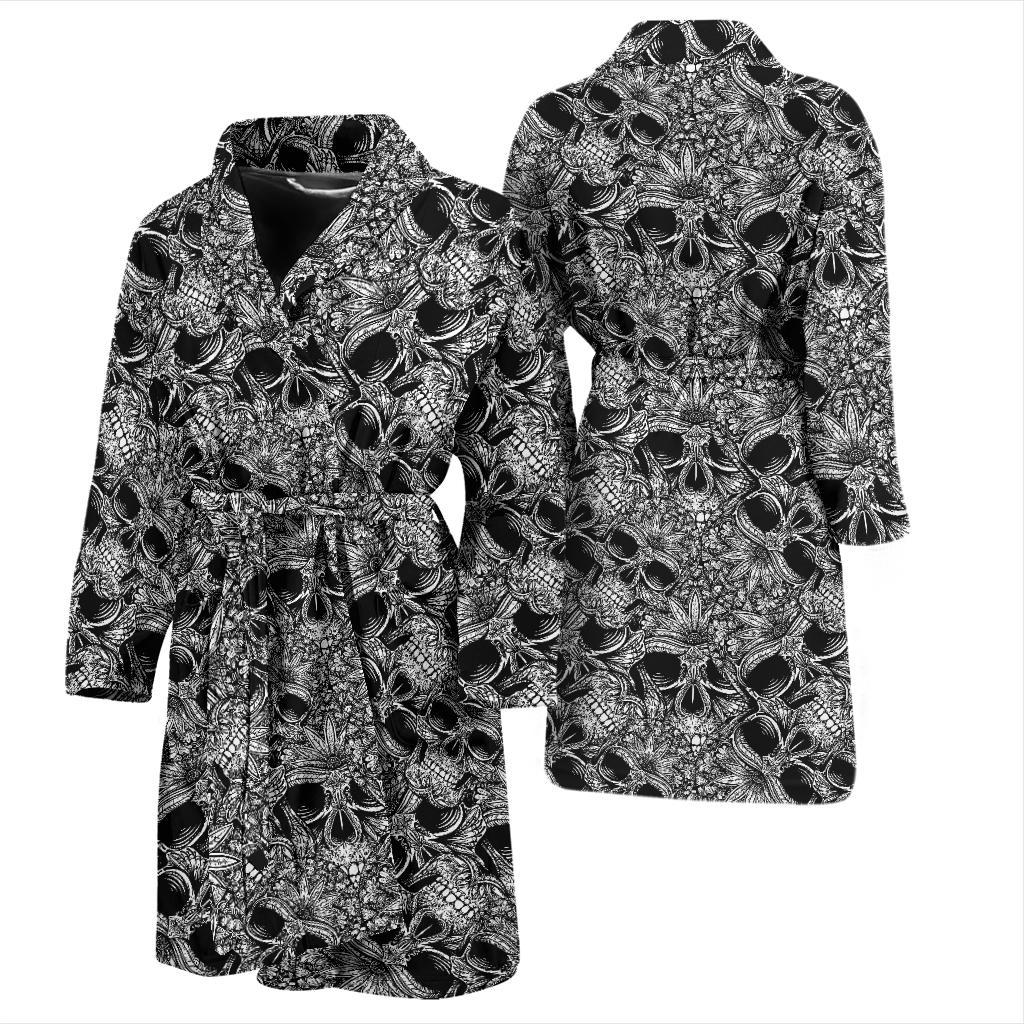 Skull Tattoo Design Print Men Bath Robe-JTAMIGO.COM