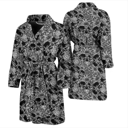 Skull Tattoo Design Print Men Bath Robe-JTAMIGO.COM