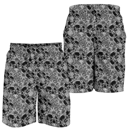 Skull Tattoo Design Print Mens Shorts-JTAMIGO.COM