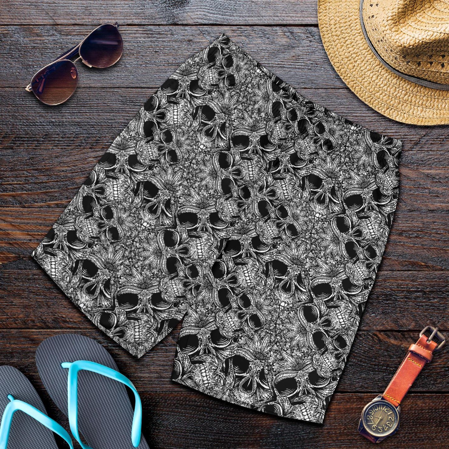 Skull Tattoo Design Print Mens Shorts-JTAMIGO.COM