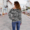 Skull Tattoo Design Print Off Shoulder Sweatshirt