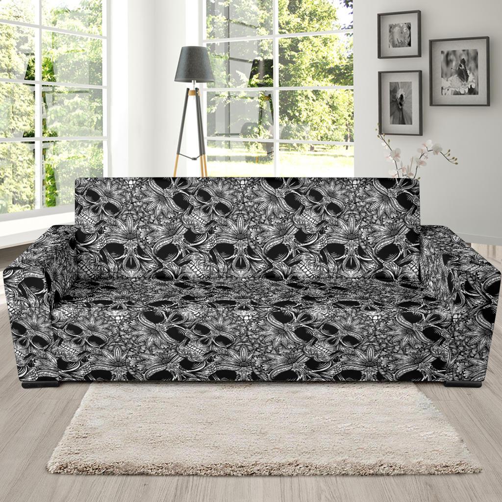 Skull Tattoo Design Print Sofa Slipcover-JTAMIGO.COM