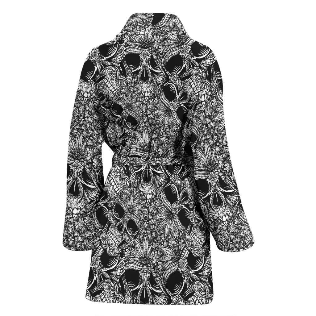 Skull Tattoo Design Print Women Bath Robe-JTAMIGO.COM