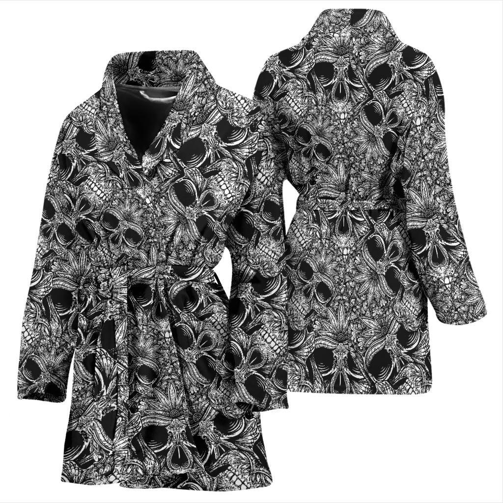 Skull Tattoo Design Print Women Bath Robe-JTAMIGO.COM