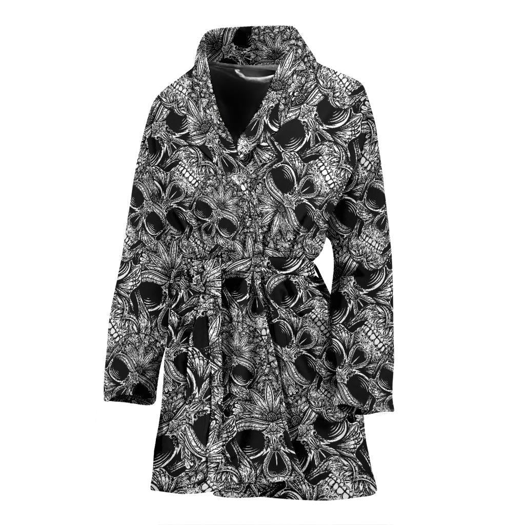 Skull Tattoo Design Print Women Bath Robe-JTAMIGO.COM