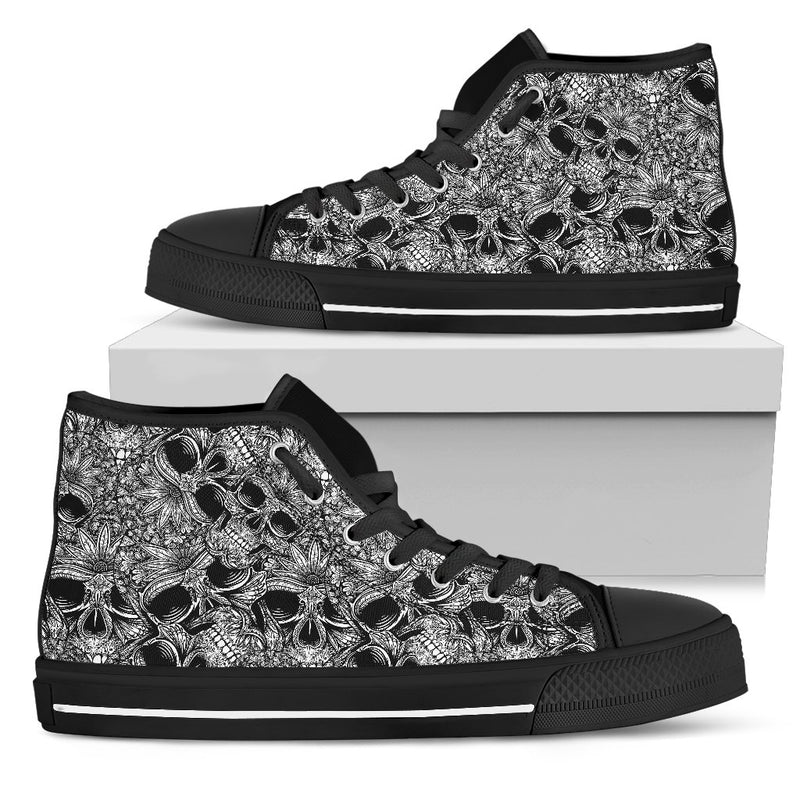 Skull Tattoo Design Print Women High Top Shoes