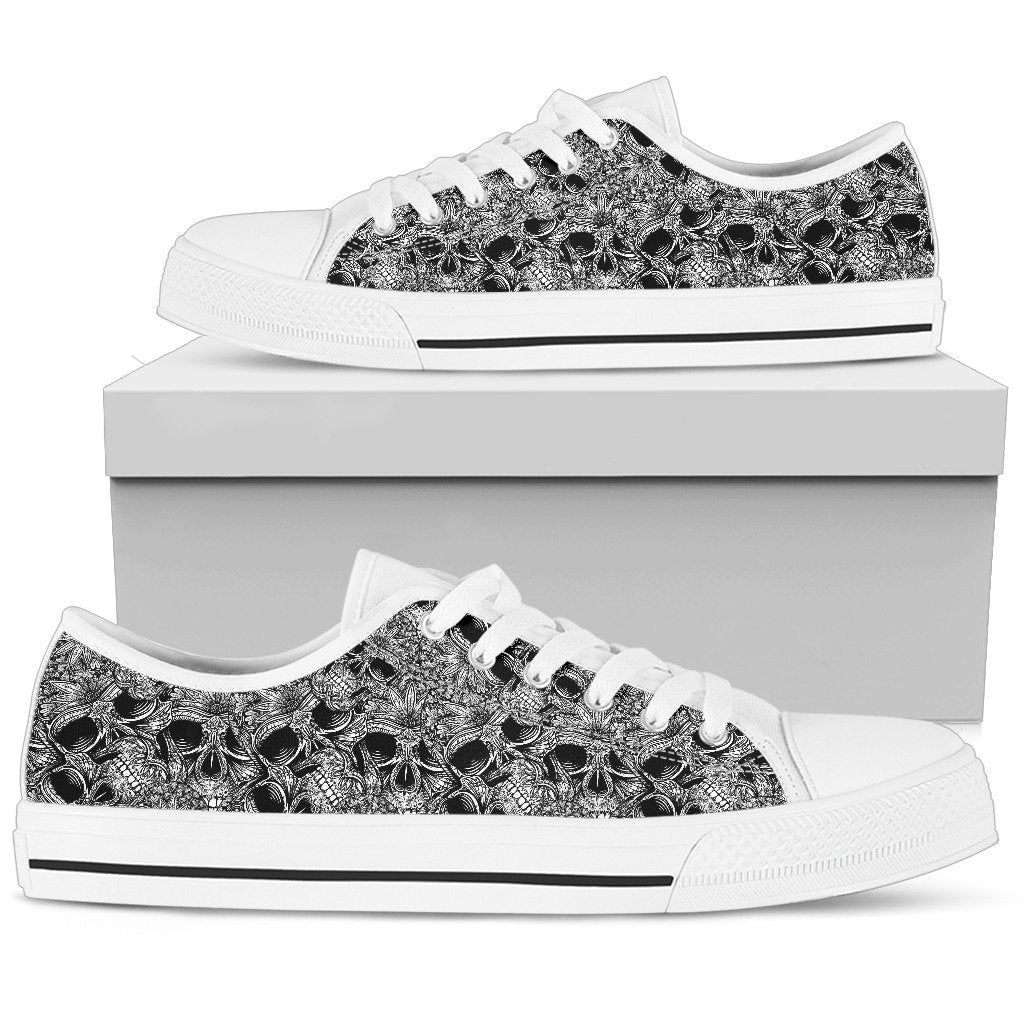 Skull Tattoo Design Print Women Low Top Shoes-JTAMIGO.COM