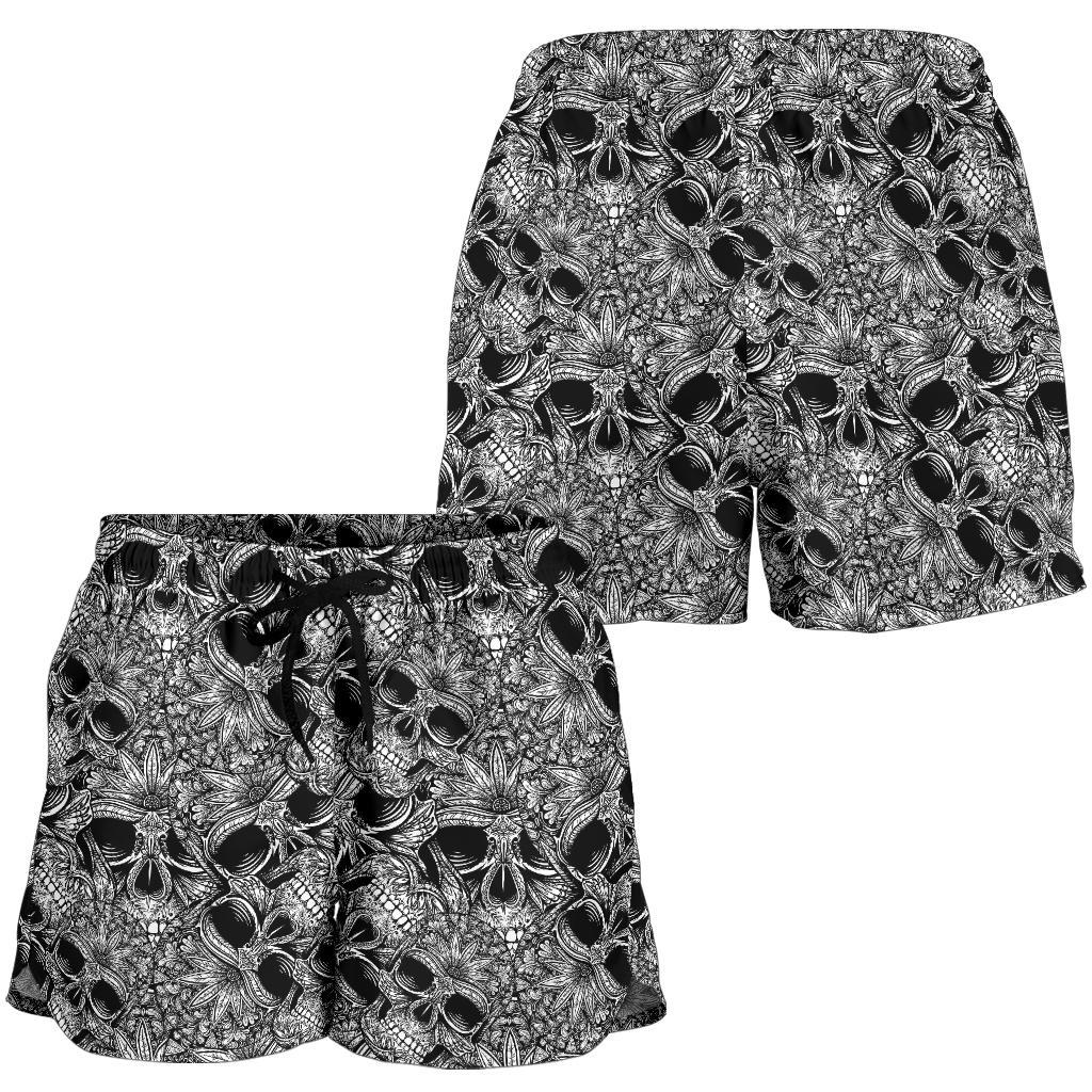 Skull Tattoo Design Print Women Shorts-JTAMIGO.COM