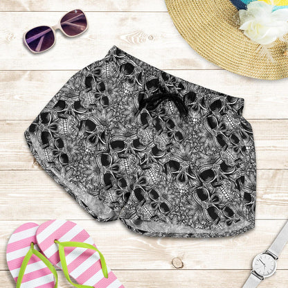 Skull Tattoo Design Print Women Shorts-JTAMIGO.COM