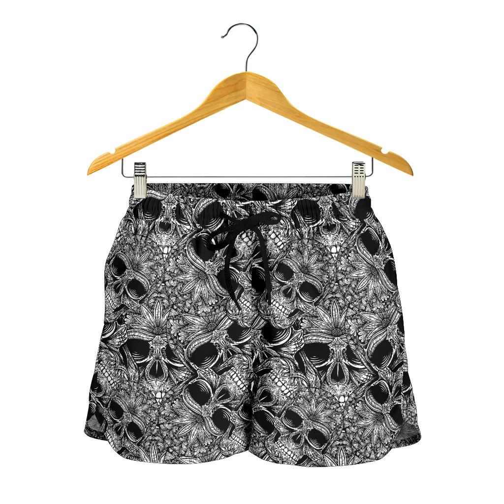 Skull Tattoo Design Print Women Shorts-JTAMIGO.COM