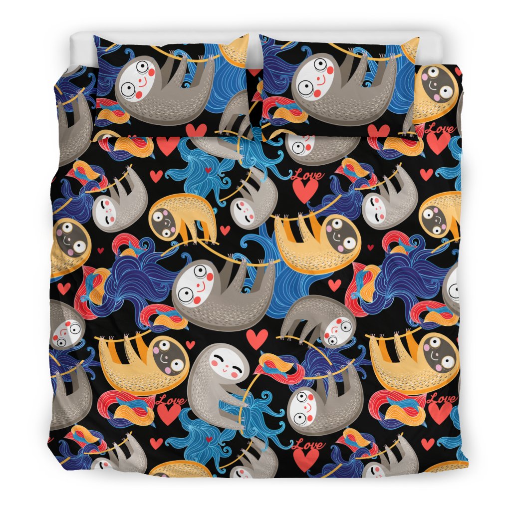 Sloth Cartoon Design Themed Print Duvet Cover Bedding Set