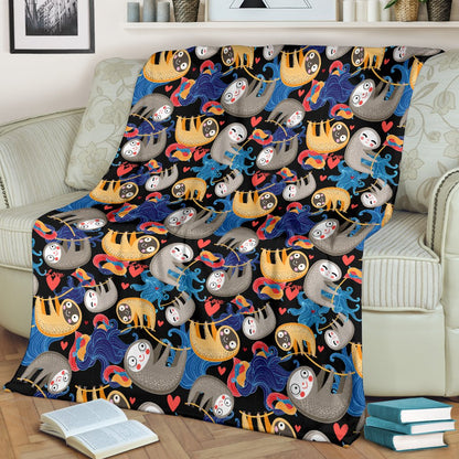 Sloth Cartoon Design Themed Print Fleece Blanket