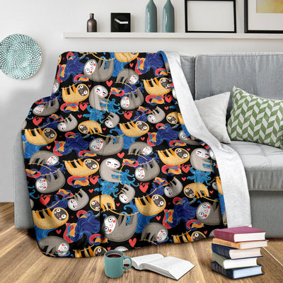 Sloth Cartoon Design Themed Print Fleece Blanket