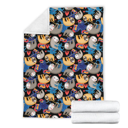 Sloth Cartoon Design Themed Print Fleece Blanket