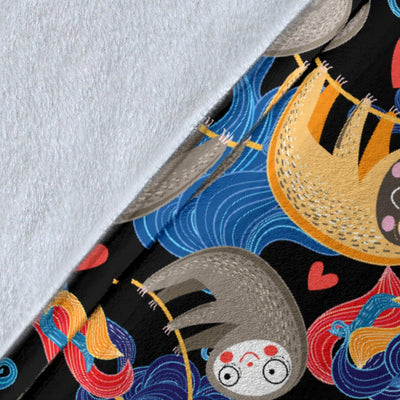 Sloth Cartoon Design Themed Print Fleece Blanket