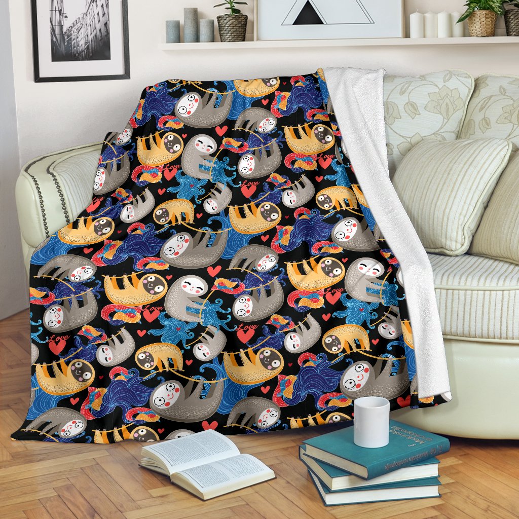 Sloth Cartoon Design Themed Print Fleece Blanket