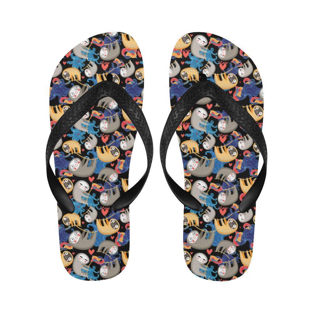 Sloth Cartoon Design Themed Print Flip Flops-JTAMIGO.COM