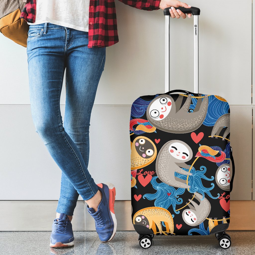 Sloth Cartoon Design Themed Print Luggage Cover Protector