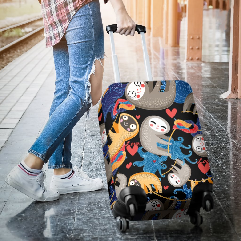Sloth Cartoon Design Themed Print Luggage Cover Protector