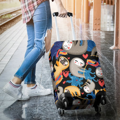 Sloth Cartoon Design Themed Print Luggage Cover Protector