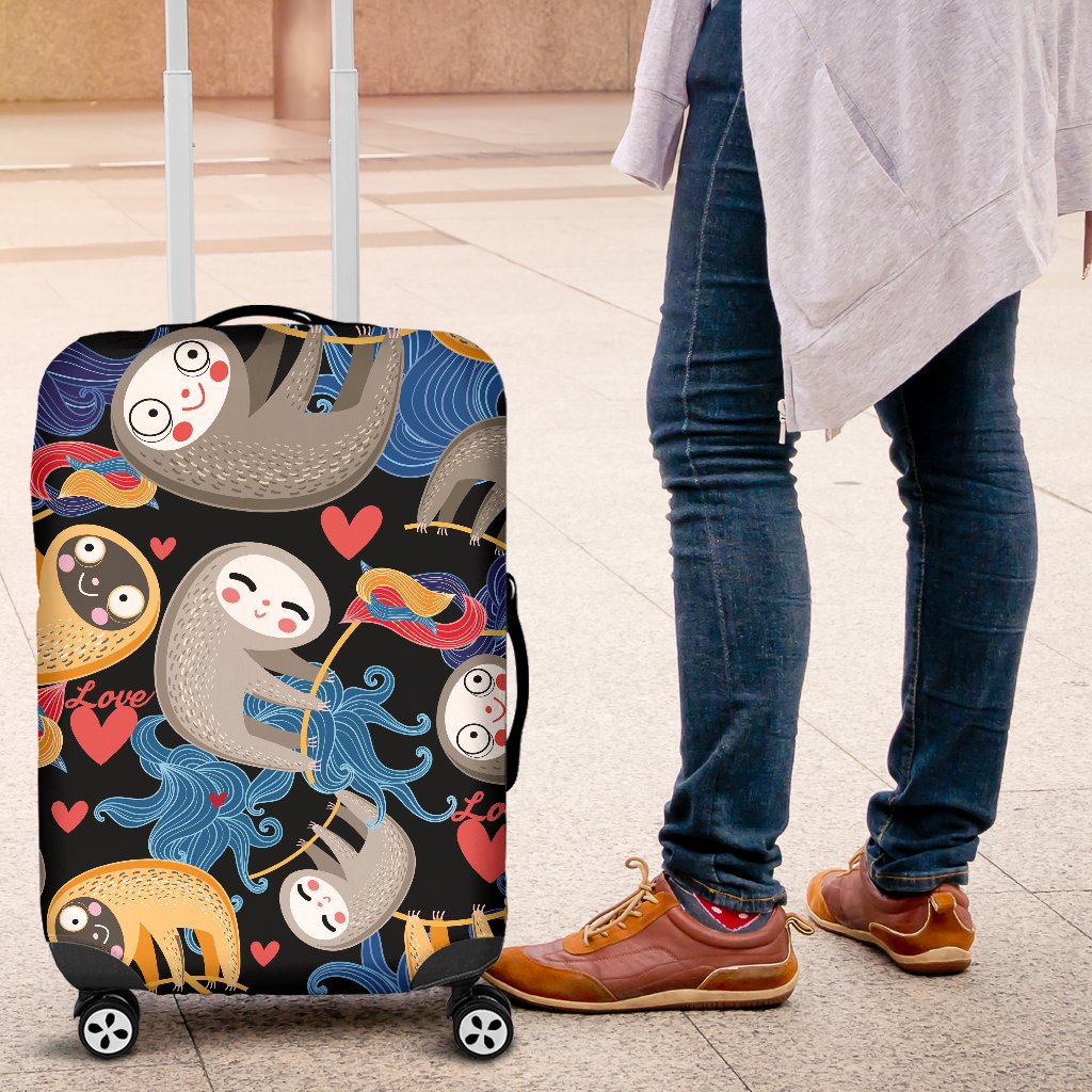 Sloth Cartoon Design Themed Print Luggage Cover Protector