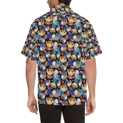 Sloth Cartoon Design Themed Print Men Aloha Hawaiian Shirt