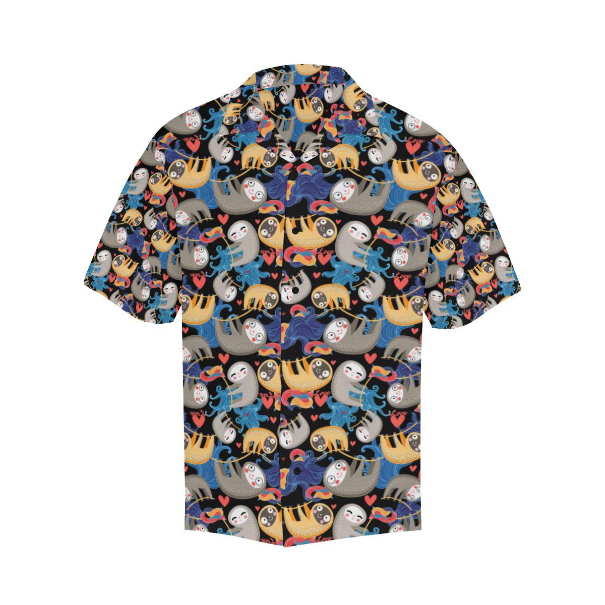 Sloth Cartoon Design Themed Print Men Aloha Hawaiian Shirt