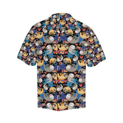 Sloth Cartoon Design Themed Print Men Aloha Hawaiian Shirt