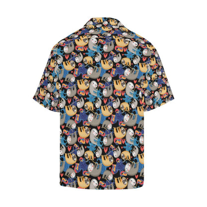 Sloth Cartoon Design Themed Print Men Aloha Hawaiian Shirt