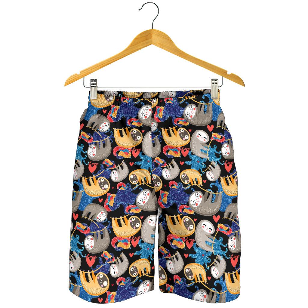 Sloth Cartoon Design Themed Print Mens Shorts-JTAMIGO.COM