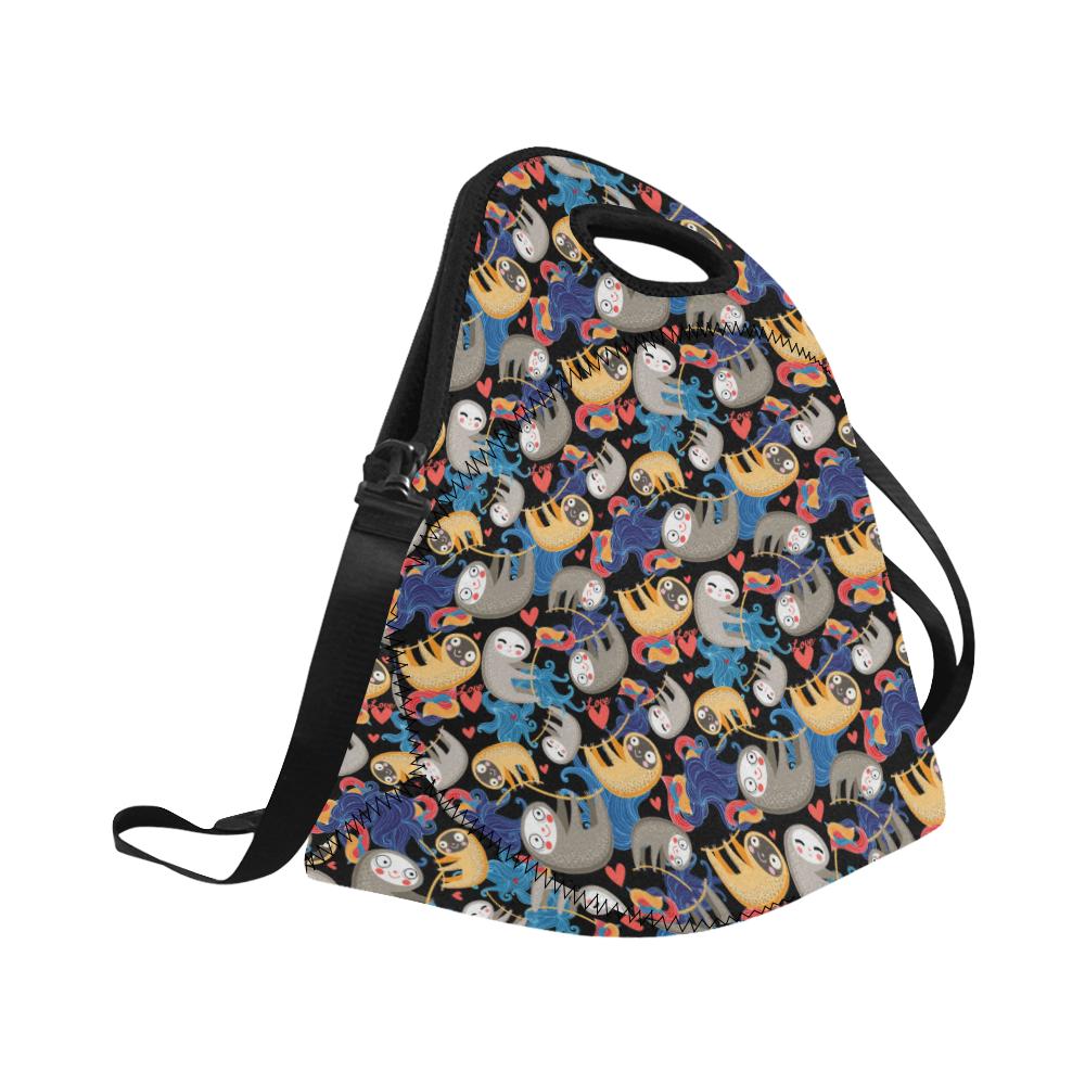 Sloth Cartoon Design Themed Print Neoprene Lunch Bag (Model 1669)(Large)-JTAMIGO.COM