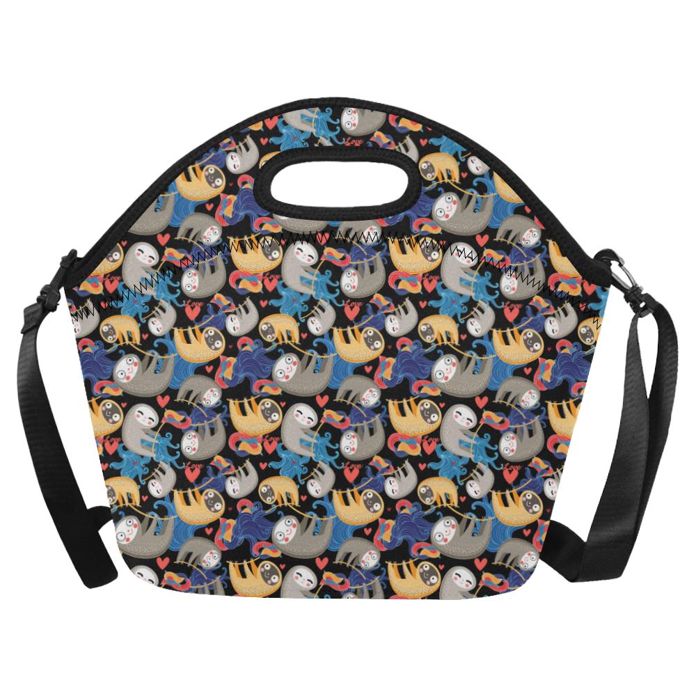 Sloth Cartoon Design Themed Print Neoprene Lunch Bag (Model 1669)(Large)-JTAMIGO.COM
