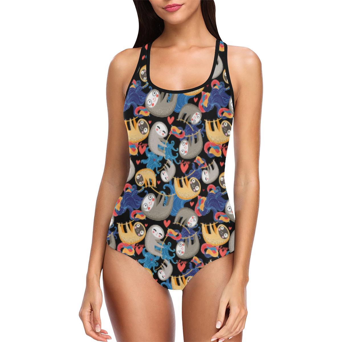 Sloth Cartoon Design Themed Print One Piece Swimsuit-JTAMIGO.COM