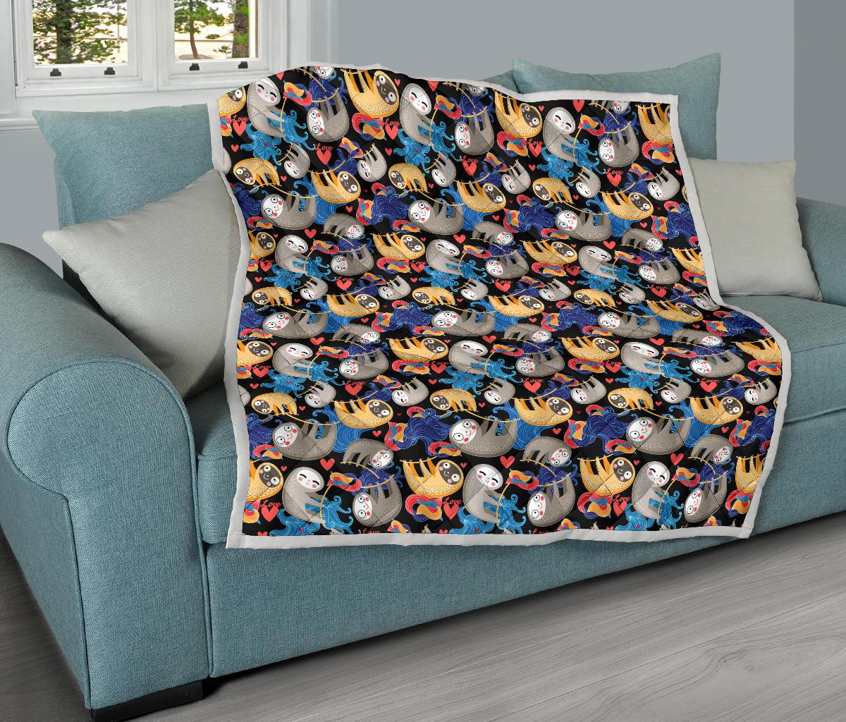 Sloth Cartoon Design Themed Print Premium Quilt-JTAMIGO.COM