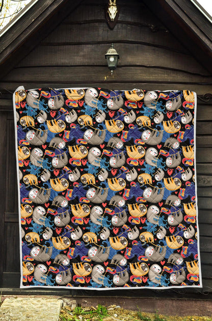 Sloth Cartoon Design Themed Print Premium Quilt-JTAMIGO.COM