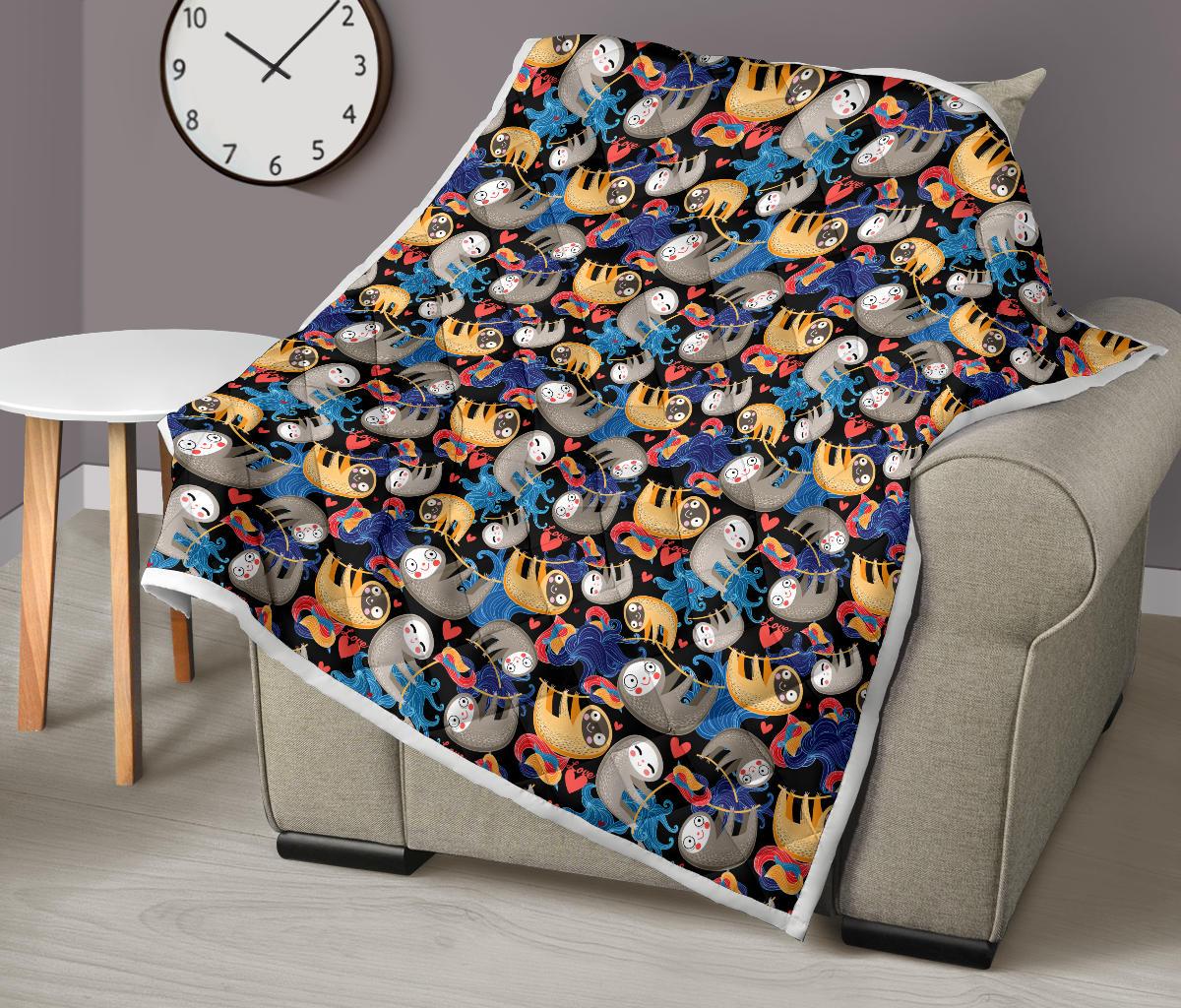 Sloth Cartoon Design Themed Print Premium Quilt-JTAMIGO.COM