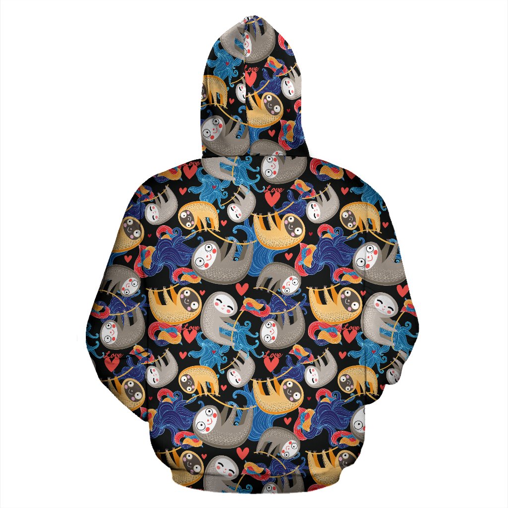 Sloth Cartoon Design Themed Print Pullover Hoodie