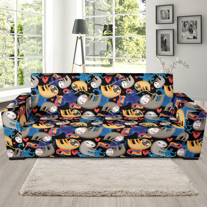 Sloth Cartoon Design Themed Print Sofa Slipcover-JTAMIGO.COM
