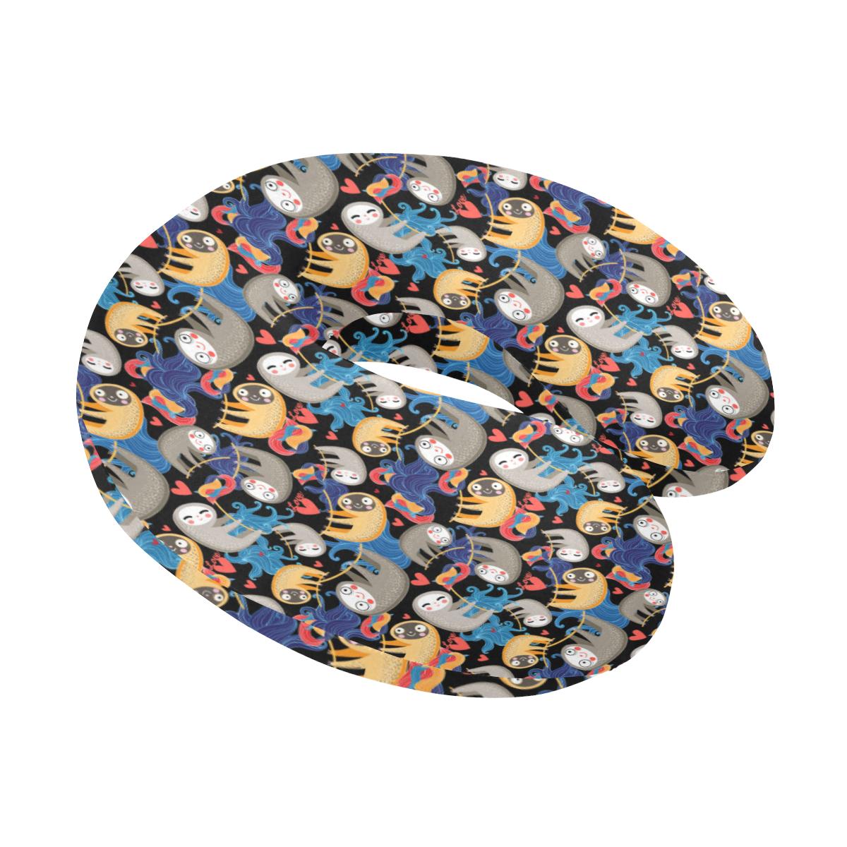 Sloth Cartoon Design Themed Print U-Shaped Travel Neck Pillow-JTAMIGO.COM