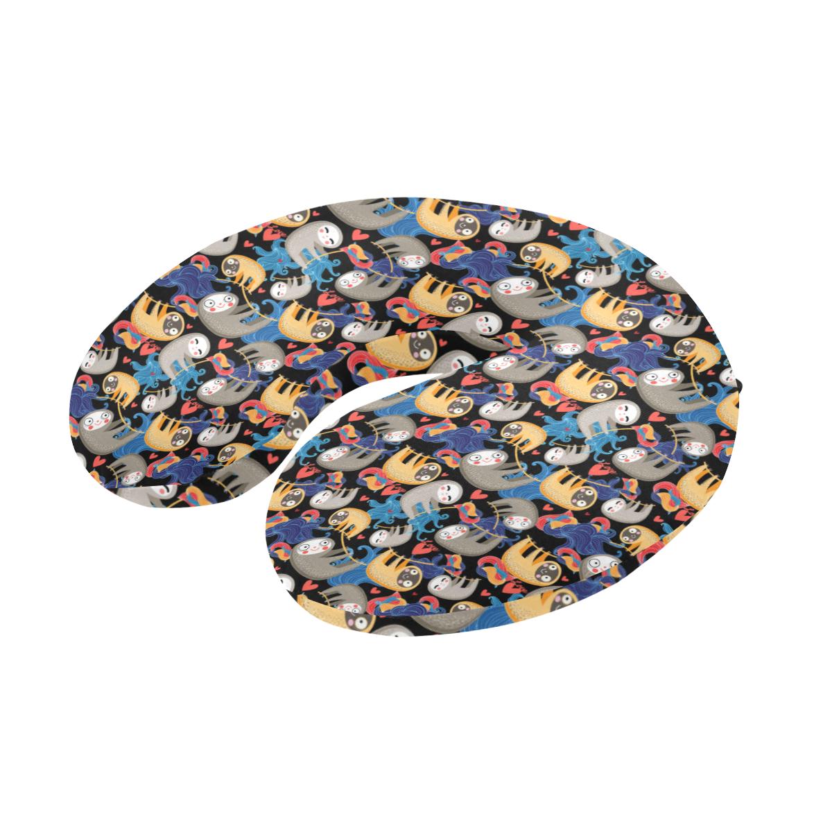 Sloth Cartoon Design Themed Print U-Shaped Travel Neck Pillow-JTAMIGO.COM