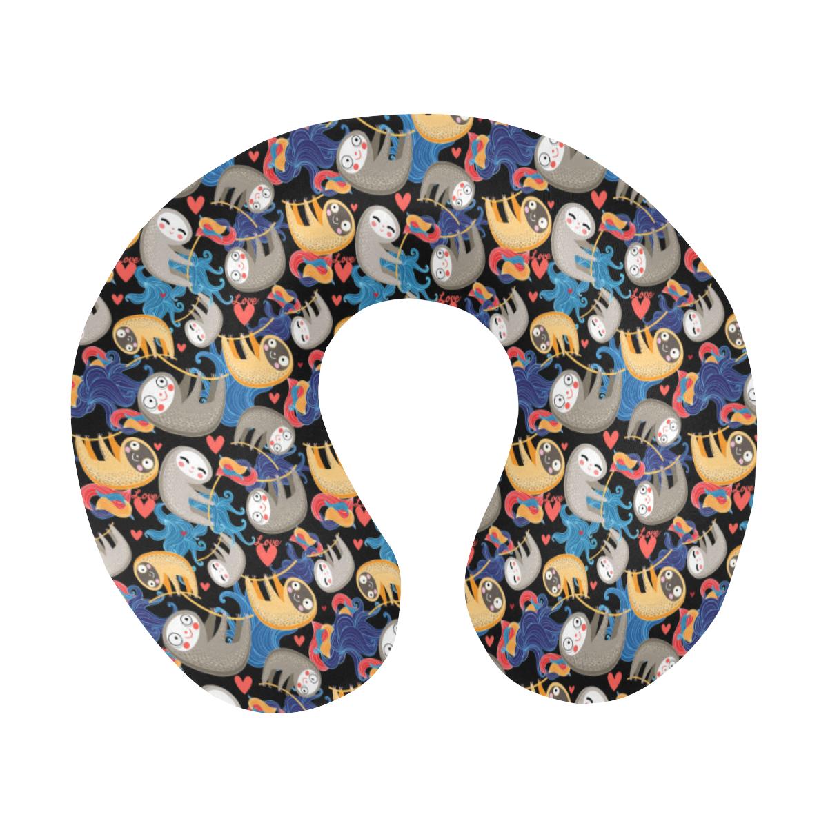 Sloth Cartoon Design Themed Print U-Shaped Travel Neck Pillow-JTAMIGO.COM