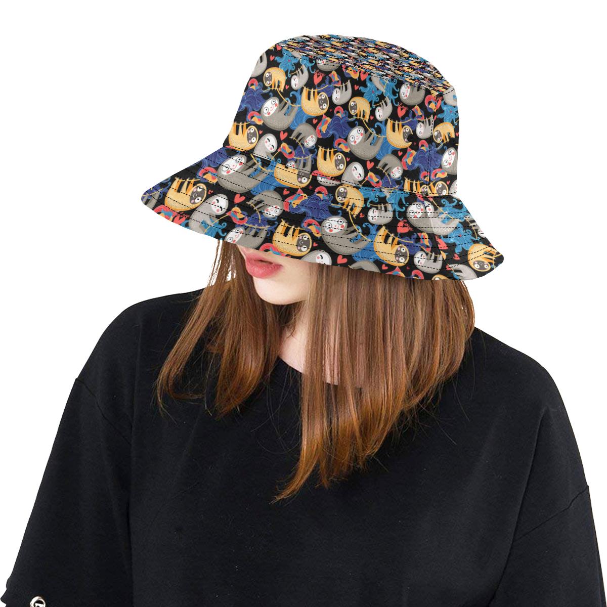 Sloth Cartoon Design Themed Print Unisex Bucket Hat