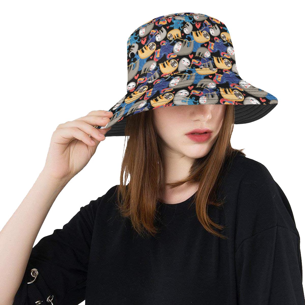Sloth Cartoon Design Themed Print Unisex Bucket Hat