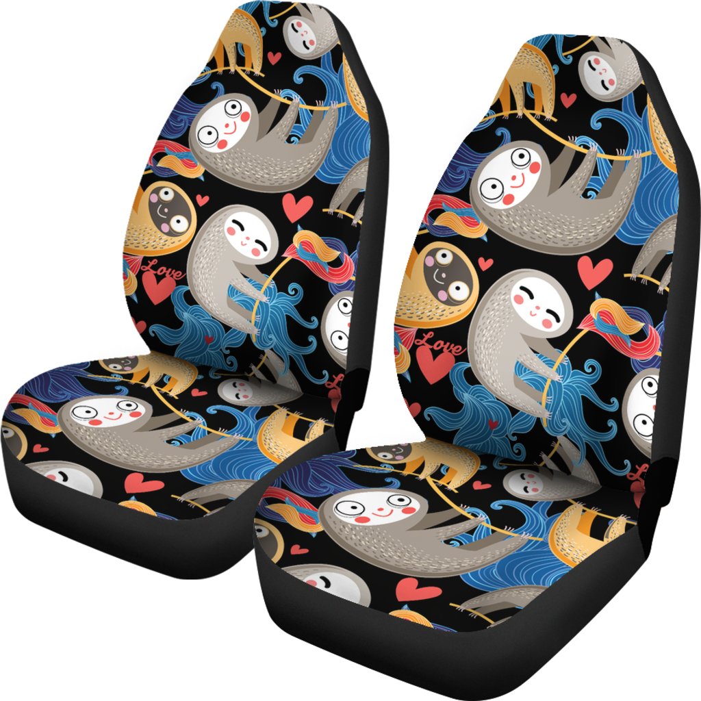 Sloth Cartoon Design Themed Print Universal Fit Car Seat Covers