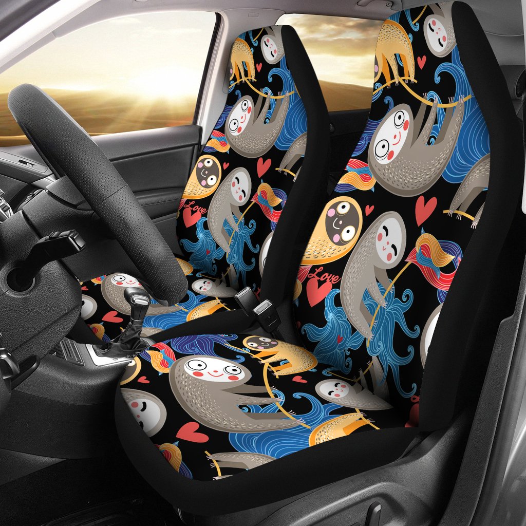 Sloth Cartoon Design Themed Print Universal Fit Car Seat Covers
