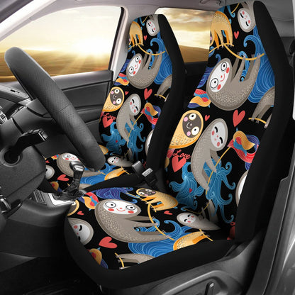 Sloth Cartoon Design Themed Print Universal Fit Car Seat Covers
